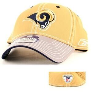 Reebok  Rams Hat Cap Blue And Tan Los Angeles Football NFL Super Bowl Stafford